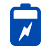 Logo bleu d'une batterie qui charge