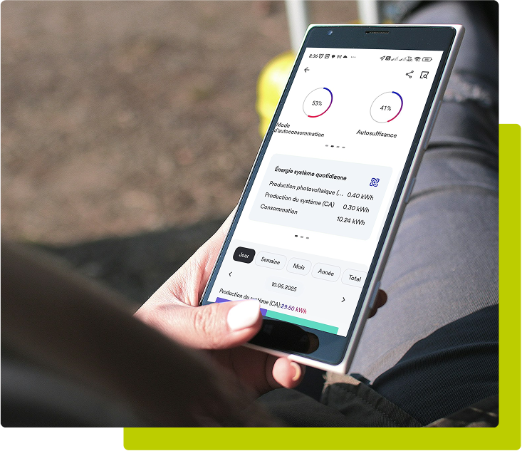écran de téléphone avec suivis de la consommation d'électricité