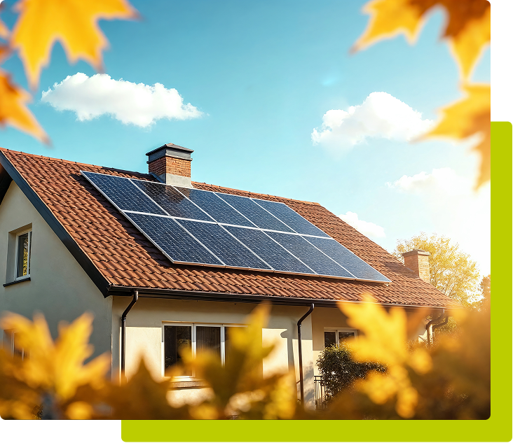 Maison avec des panneaux solaires sur le toit