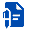 Logo bleu d'un carnet de note avec un style