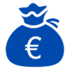 logo d'un sac de pièces avec le signe euro dessus