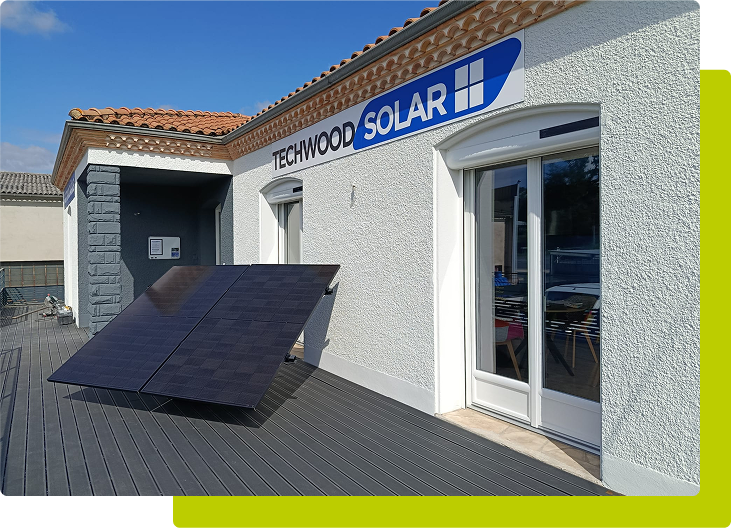 Panneaux solaire devant la boutique